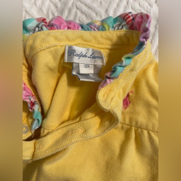 Ralph Lauren Polo Baby Girl Vintage Yellow Plaid Ruffle Bodysuit Size 12 Months - Picture 3 of 3